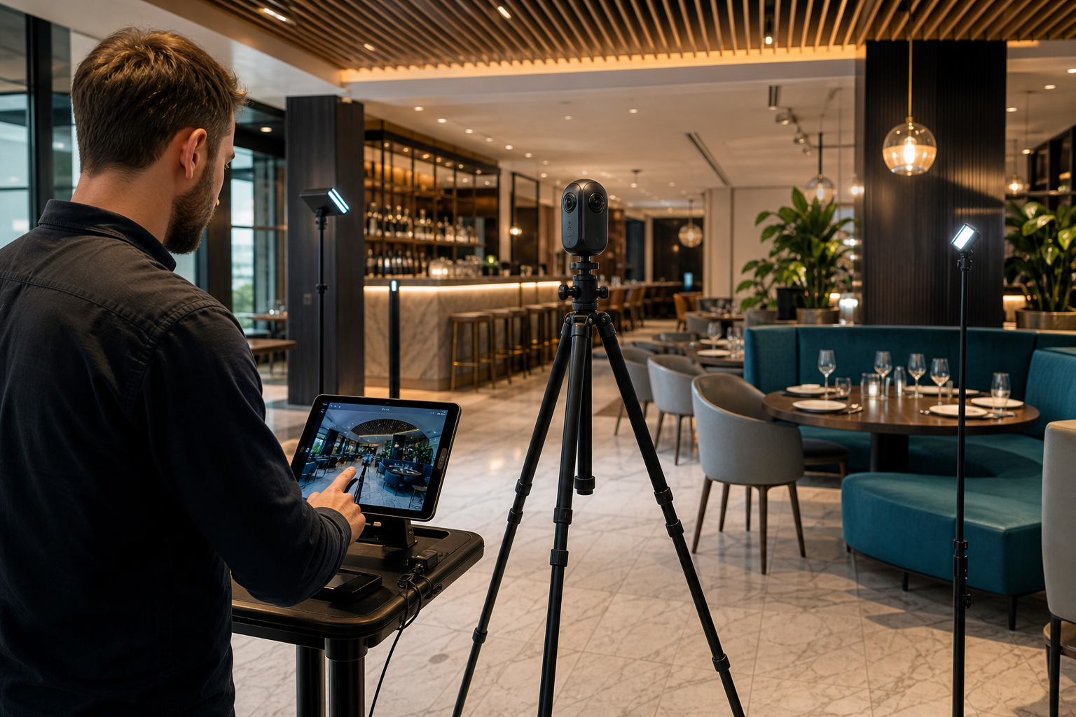 360 camera capturing a premium restaurant interior